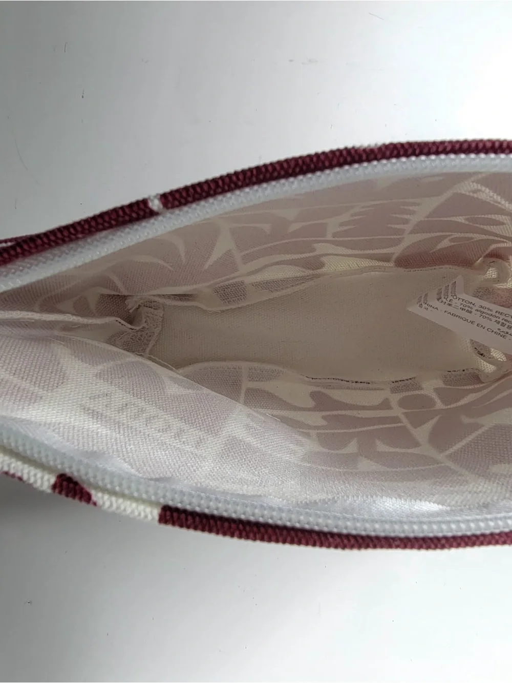 Vuori Burgundy & White Graphic Canvas Cosmetic Pouch